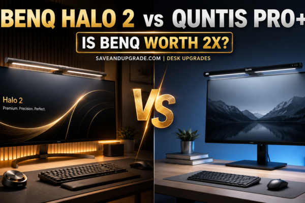 BenQ ScreenBar Halo 2 and Quntis Pro+ monitor light bars compared