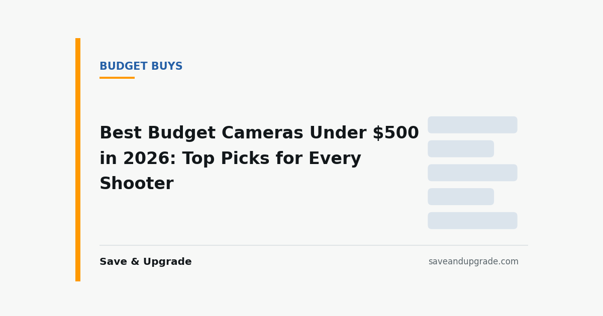 Best Budget Cameras Under $500 in 2026: Top Picks for Every Shooter — Save & Upgrade